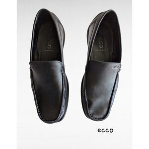 ECCO Classic Moc Slip On Loafer Black Leather Extra Wide Shoes  Sz 44